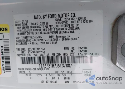 2018 Ford Mustang Ecoboost from USA, damaged, VIN 1FA6P8TH7J5137887